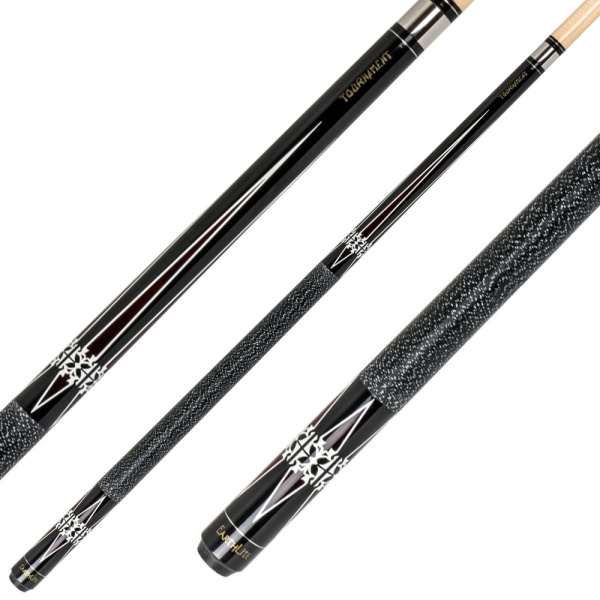 Двухсоставной бильярдный кий для пула "Classic Earthlite Tournament 203" (черный) с оплеткой ирландский лен