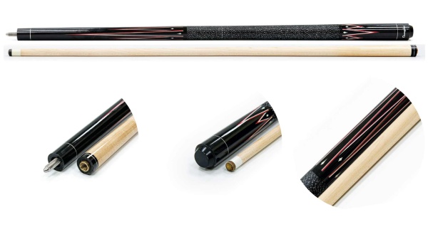 Двухсоставной бильярдный кий для пула "Classic Champion A-2" (черно-красный) с оплеткой ирландский лен